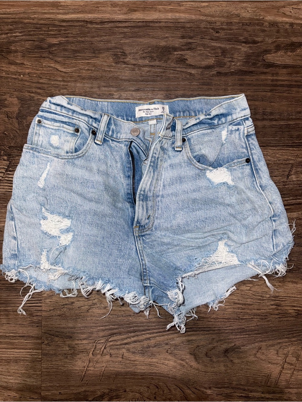 Abercrombie & Fitch Light Blue Distressed Denim Cutoff Shorts